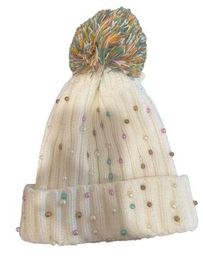 Mardi Gras Pearls Beanie with Pom, New